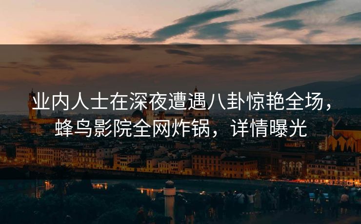 业内人士在深夜遭遇八卦惊艳全场，蜂鸟影院全网炸锅，详情曝光