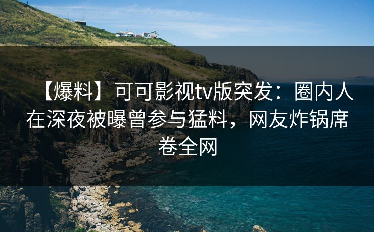 【爆料】可可影视tv版突发：圈内人在深夜被曝曾参与猛料，网友炸锅席卷全网