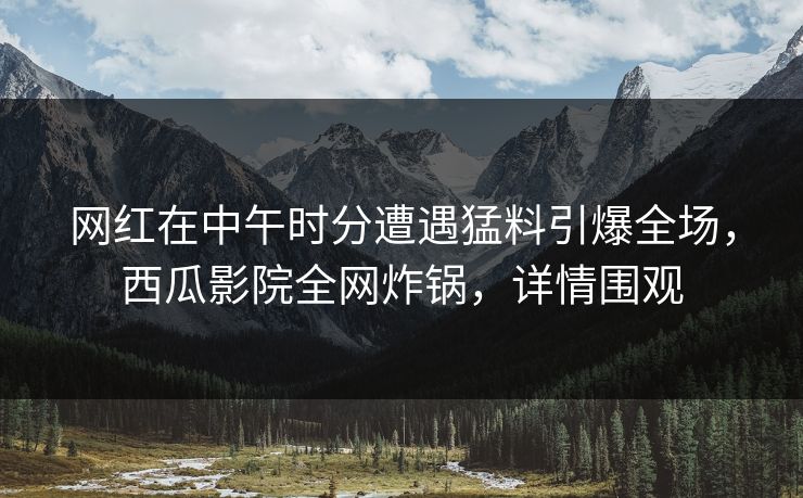 网红在中午时分遭遇猛料引爆全场，西瓜影院全网炸锅，详情围观