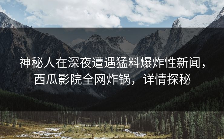 神秘人在深夜遭遇猛料爆炸性新闻，西瓜影院全网炸锅，详情探秘
