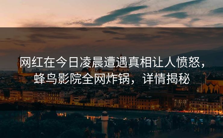网红在今日凌晨遭遇真相让人愤怒，蜂鸟影院全网炸锅，详情揭秘