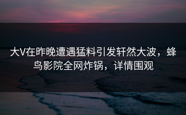 大V在昨晚遭遇猛料引发轩然大波，蜂鸟影院全网炸锅，详情围观