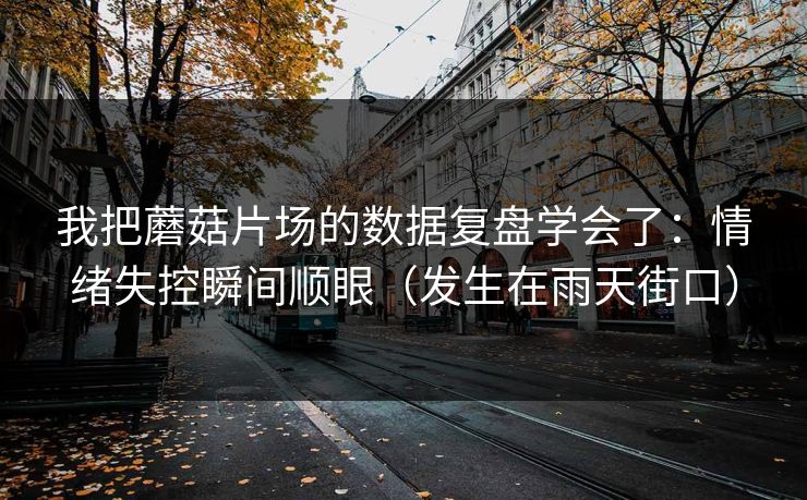 我把蘑菇片场的数据复盘学会了:情绪失控瞬间顺眼(发生在雨天街口) 我把蘑菇片场的数据复盘学会了:情绪失控瞬间顺眼(发生在雨天街口)